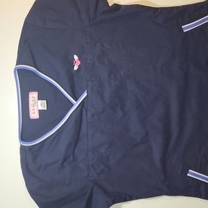 Koi by Kelly Peterson Blue Scrub Top (XS)